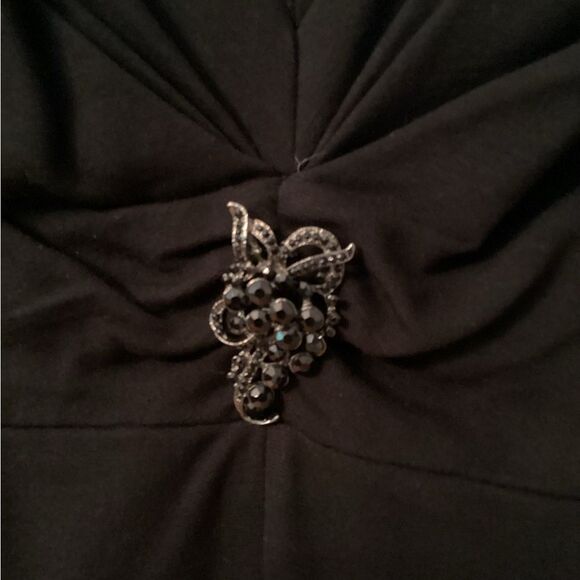 KATE HILL WOMAN SIZE 20W BLACK PONTE KNIT V NECK COCKTAIL DRESS - Picture 5 of 7